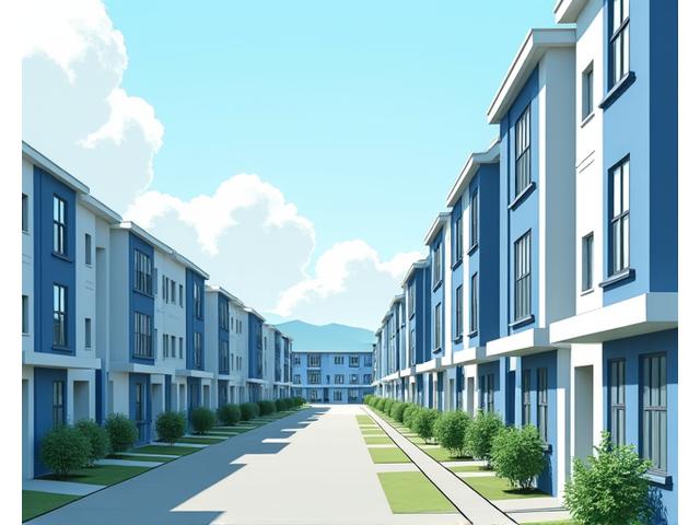 Modern social housing estate with smart meters visible, representing a successful housing association project.