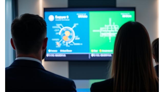 People attending an online webinar, discussing smart grid technology.