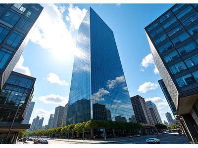 Sleek, modern commercial office building exterior.